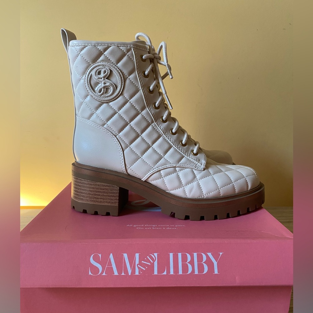 Sam & Libby Otis Quilted Lug Sole Lace Up Combat Boots